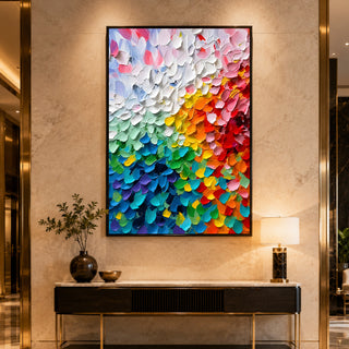 Color Bloom 3D Relief Texture Canvas Wall Art | Black Floater Frame (FLTXWA22)