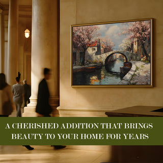 European Cityscape Wall Art, HD Canvas Print, Golden Floater Framed, Ready to Hang, (36 In x 48 In) (EURO-WA-69)