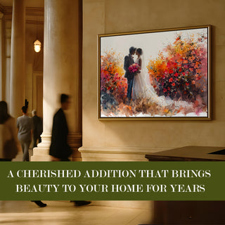 Romantic Couple Wall Art,HD Canvas Print with Premium Golden Floater Frame, Ready to Hang, (36 In x 48 In) (COUPLE-WA-19)