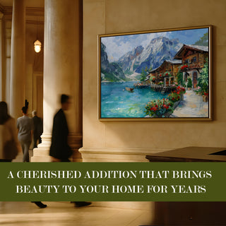 European Cityscape Wall Art, HD Canvas Print, Golden Floater Framed, Ready to Hang, (36 In x 48 In) (EURO-WA-81)