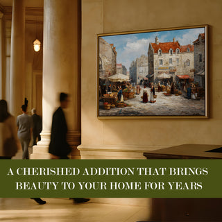 European Cityscape Wall Art, HD Canvas Print, Golden Floater Framed, Ready to Hang, (36 In x 48 In) (EURO-WA-67)