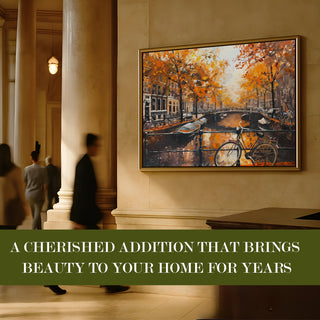 European Cityscape Wall Art, HD Canvas Print, Golden Floater Framed, Ready to Hang, (36 In x 48 In) (EURO-WA-76)