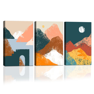 Set of 3 Abstract Mountain Art Prints ( WBWA72 )