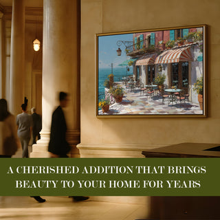 European Cityscape Wall Art, HD Canvas Print, Golden Floater Framed, Ready to Hang, (36 In x 48 In) (EURO-WA-66)