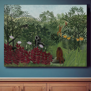 Monkeys in the Jungle – Henri Rousseau Painting | HD Canvas Print | Ready to Hang | Wall Art for Bedroom, living room, Hallway (HRWA01)