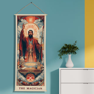 The Magician Tarot Wall Hanging Tapestry, Thick fabric, HD Print, Ready to Hang Wall Décor. Size 24 In x 60 In. (TAROTTPS13)