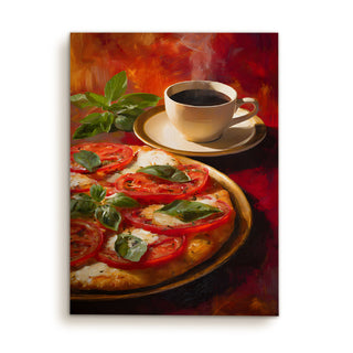 Italian Pizza & Coffee - Kitchen, Café, or Restaurant Wall Art, HD Canvas Print, Framed, Ready to Hang. (KITWA017)