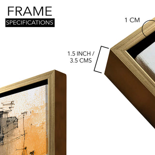 Banaras Ghats Painting Wall Art – Varanasi Riverfront with Golden Floater Frame – HD Print Large Canvas, Ready to Hang, Size: 3X4FT, (BAWA05).