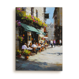 European Street Cafe Wall Art, HD Canvas Print, Framed, Ready to Hang. (KITWA053)