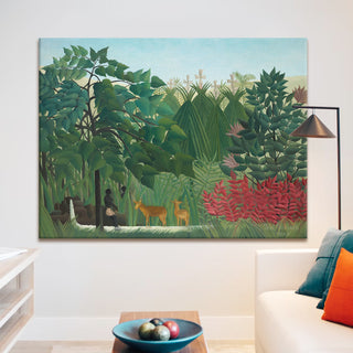 Equatorial Forest with Monkeys – Henri Rousseau Painting | HD Canvas Print | Ready to Hang | Wall Art for Bedroom, living room, Hallway (HRWA02)