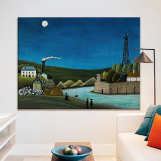 Bridge at Sèvres with the Eiffel Tower – Henri Rousseau Painting | HD Canvas Print | Ready to Hang | Wall Art for Bedroom, living room, Hallway (HRWA14)