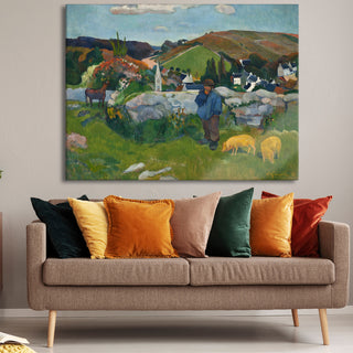 Landscape with Pigs – Paul Gauguin Painting | HD Canvas Print | Ready to Hang | Wall Art for Bedroom, living room, Hallway (PGWA07)