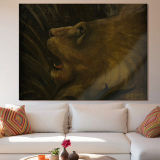 Head of a Lion – Henri Rousseau Painting | HD Canvas Print | Ready to Hang | Wall Art for Bedroom, living room, Hallway (HRWA06)