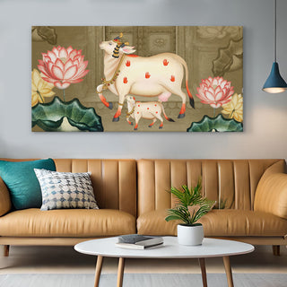 Traditional Indian Pichwai Wall Art Canvas Painting For Home Decor (PWA18).