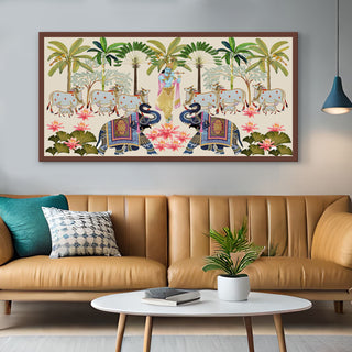 Traditional Indian Pichwai Wall Art Canvas Painting For Home Decor (PWA19).