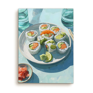 Sushi – Food Painting for Kitchen, Restaurant, Café, or Sushi Bar Wall Art, HD Canvas Print, Framed, Ready to Hang. (KITWA015)