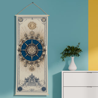 Wheel of Fortune Tapestry | Mystic Mandala Wheel Wall Hanging, Thick fabric, HD Print, Ready to Hang Wall Décor. Size 24 In x 60 In. (TAROTTPS11)