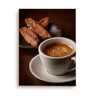 Espresso & Biscotti - Rustic Café or Kitchen Decor for Coffee Lovers Wall Art, HD Canvas Print, Framed, Ready to Hang. (KITWA025)