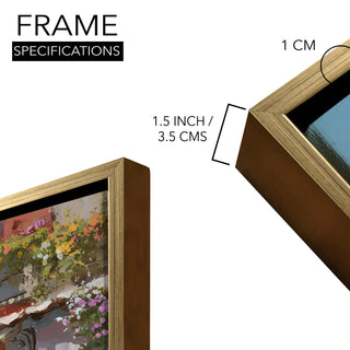 European Cityscape Wall Art, HD Canvas Print, Golden Floater Framed, Ready to Hang, (36 In x 48 In) (EURO-WA-66)