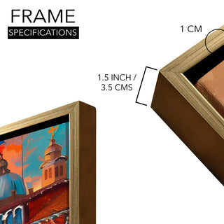 European Cityscape Wall Art, HD Canvas Print, Golden Floater Framed, Ready to Hang, (36 In x 48 In) (EURO-WA-64)