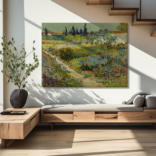 Garden At Arles By Vincent Van Gogh Wall Art, HD Canvas Print, Framed, Ready to Hang. (VAWA018)