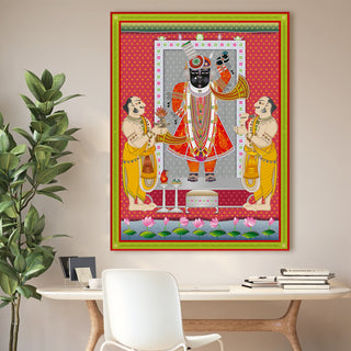 Shreenathji Pichwai Wall Art | HD Canvas Print | Ready to Hang | Wall Art for Temple, living room, Hallway | Size: 36 inch X 48 inch (SHNAWA02)