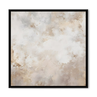 Modern Neutral Abstract Canvas Art in Black Floater Frame – 36x36 Inch for Home & Office Decor | HD Canvas Print, Ready to Hang. (ABSWA20)