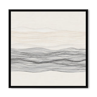 Modern Neutral Abstract Canvas Art in Black Floater Frame – 36x36 Inch for Home & Office Decor | HD Canvas Print, Ready to Hang. (ABSWA17)