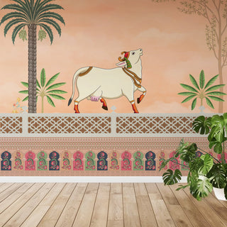 Ethnic Indian Wall Murals. Traditional Pichwai Art Full Wallpaper. (ETHMRL016)