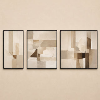 Earth Tone Grid Trio Wall Art | HD Canvas Print (ABSWA35)