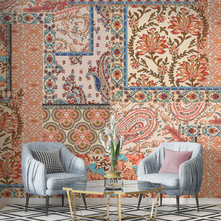 Ethnic Indian Wall Murals. Traditional Mughal Art Full Wall Wallpaper. (ETHMRL013)