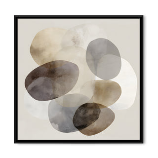 Modern Neutral Abstract Canvas Art in Black Floater Frame – 36x36 Inch for Home & Office Decor | HD Canvas Print, Ready to Hang. (ABSWA19)