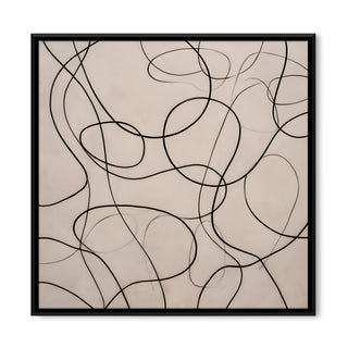 Modern Neutral Abstract Canvas Art in Black Floater Frame – 36x36 Inch for Home & Office Decor | HD Canvas Print, Ready to Hang. (ABSWA18)