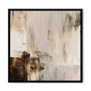 Modern Neutral Abstract Canvas Art in Black Floater Frame – 36x36 Inch for Home & Office Decor | HD Canvas Print, Ready to Hang. (ABSWA16)