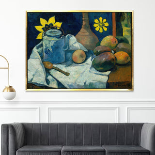 Still Life with Teapot and Fruit – Paul Gauguin Painting | HD Canvas Print | Ready to Hang | Wall Art for Bedroom, living room, Hallway (PGWA01)