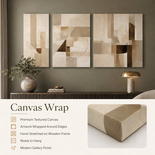Earth Tone Grid Trio Wall Art | HD Canvas Print (ABSWA35)