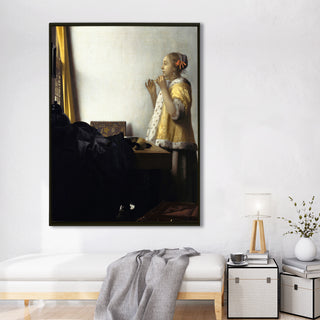 Girl with a Pearl Necklace – Johannes Vermeer Painting | HD Canvas Print | Ready to Hang | Wall Art for Bedroom, living room, Hallway (JVWA05)