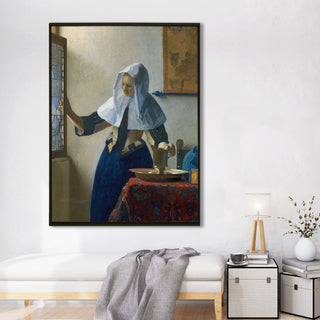 Young Woman with a Water Pitcher – Johannes Vermeer Painting | HD Canvas Print | Ready to Hang | Wall Art for Bedroom, living room, Hallway (JVWA06)