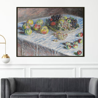 Still Life with Apples and Grapes Painting | HD Canvas Print | Ready to Hang | Wall Art for Bedroom, living room, Hallway (CMWA18)