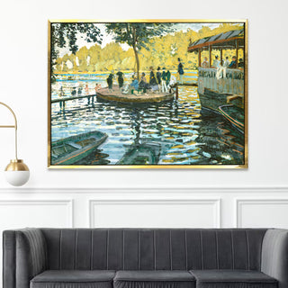 Claude Monet – La Grenouillère, Impressionist River Scene Painting | HD Canvas Print | Ready to Hang | Wall Art for Bedroom, living room, Hallway (CMWA03)
