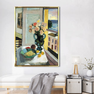 Interior with a Bowl of Flowers – Henri Matisse Painting | HD Canvas Print | Ready to Hang | Wall Art for Bedroom, living room, Hallway (HMWA06)