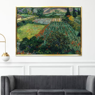 Vincent Van Gogh Wall Art - Field with Poppies, HD Canvas Print, Framed, Ready to Hang. (VAWA012).