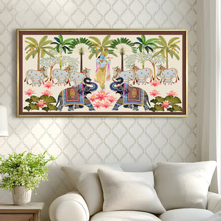 Traditional Indian Pichwai Wall Art Canvas Painting For Home Decor (PWA19).