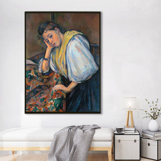 Young Italian Woman at a Table – Paul Cézanne Painting | HD Canvas Print | Ready to Hang | Wall Art for Bedroom, living room, Hallway (PCWA03)