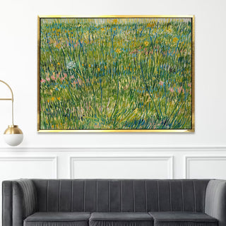 Patch Of Grass By Vincent Van Gogh Wall Art, HD Canvas Print, Framed, Ready to Hang. (VAWA020)