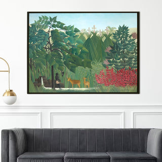 Equatorial Forest with Monkeys – Henri Rousseau Painting | HD Canvas Print | Ready to Hang | Wall Art for Bedroom, living room, Hallway (HRWA02)