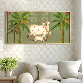 Traditional Indian Pichwai Wall Art Canvas Painting For Home Decor (PWA17).