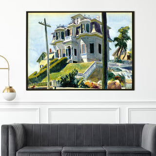 House on the Hill – Edward Hopper Painting | HD Canvas Print | Ready to Hang | Wall Art for Bedroom, living room, Hallway (EHWA06)