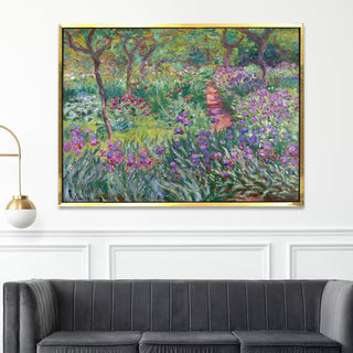 Garden Path with Irises Painting | HD Canvas Print | Ready to Hang | Wall Art for Bedroom, living room, Hallway (CMWA02)