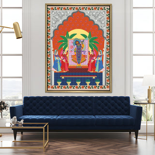 Shreenathji Pichwai Wall Art | HD Canvas Print | Ready to Hang | Wall Art for Temple, living room, Hallway | Size: 36 inch X 48 inch (SHNAWA06)